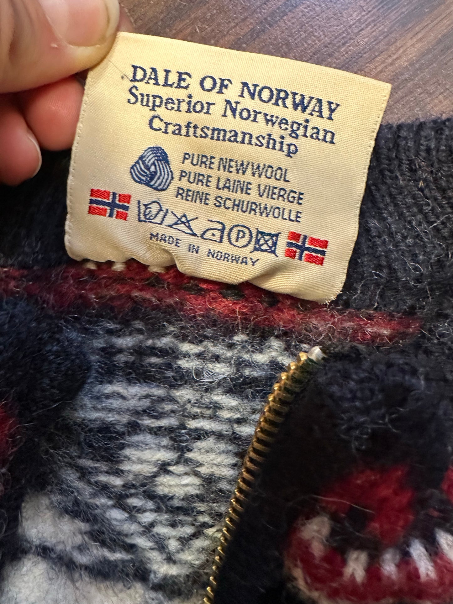 Strick Pullover Dale of Norway (XS Herren) Wolle schwarz weiß rot