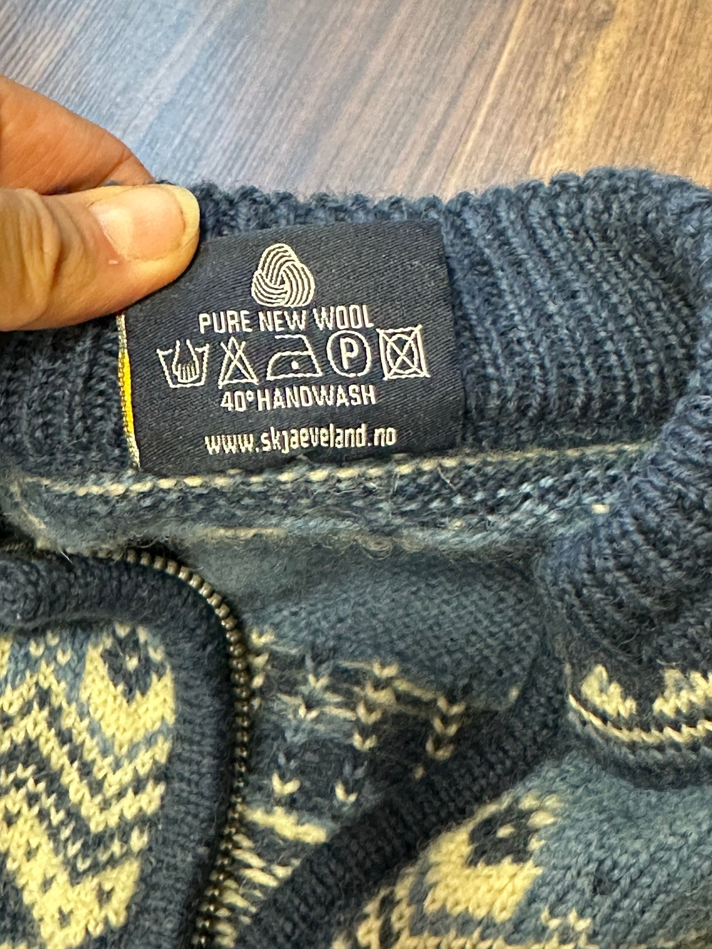100% Wolle Norweger Strickjacke (XL Herren) blau
