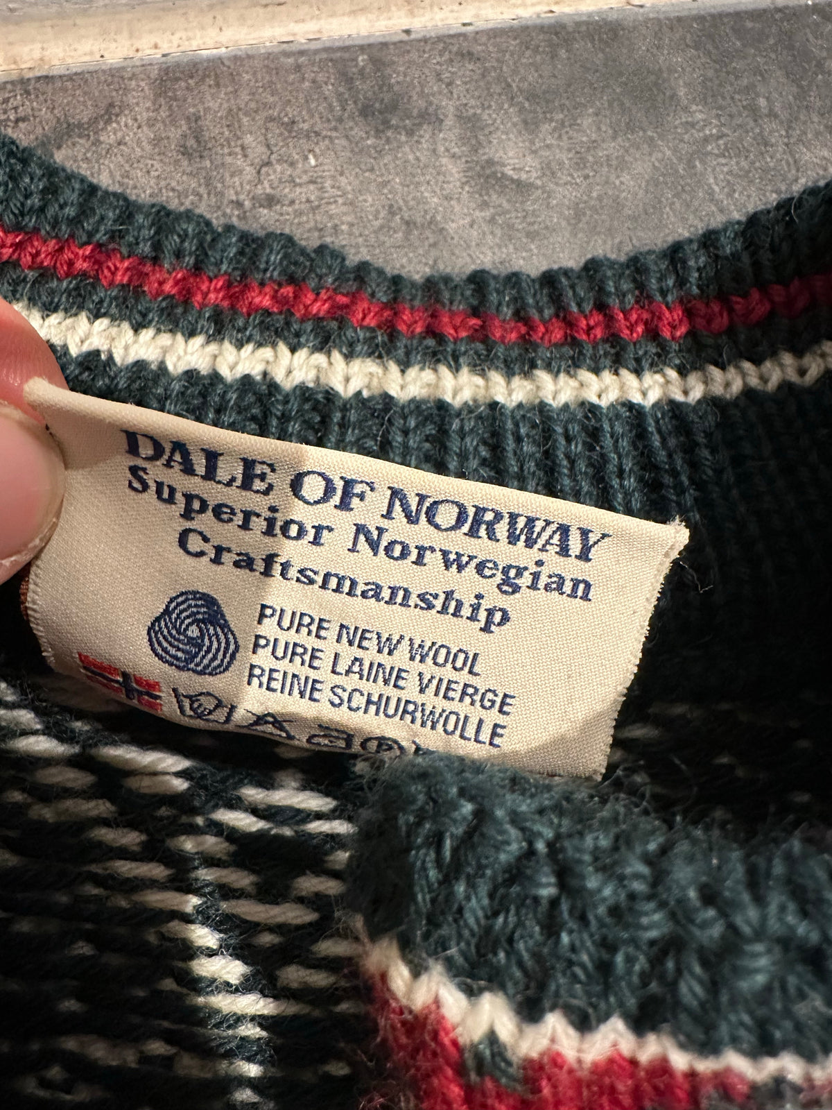 100% Wolle Dale of Norway Pullover (M Herren) weiß grün