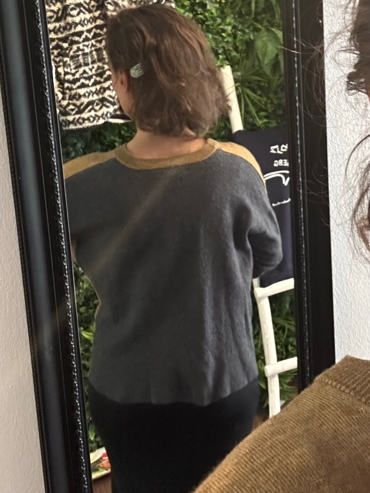 Strick Pullover von Icebreaker 100% Merino (L-M Damen) grau senffarben