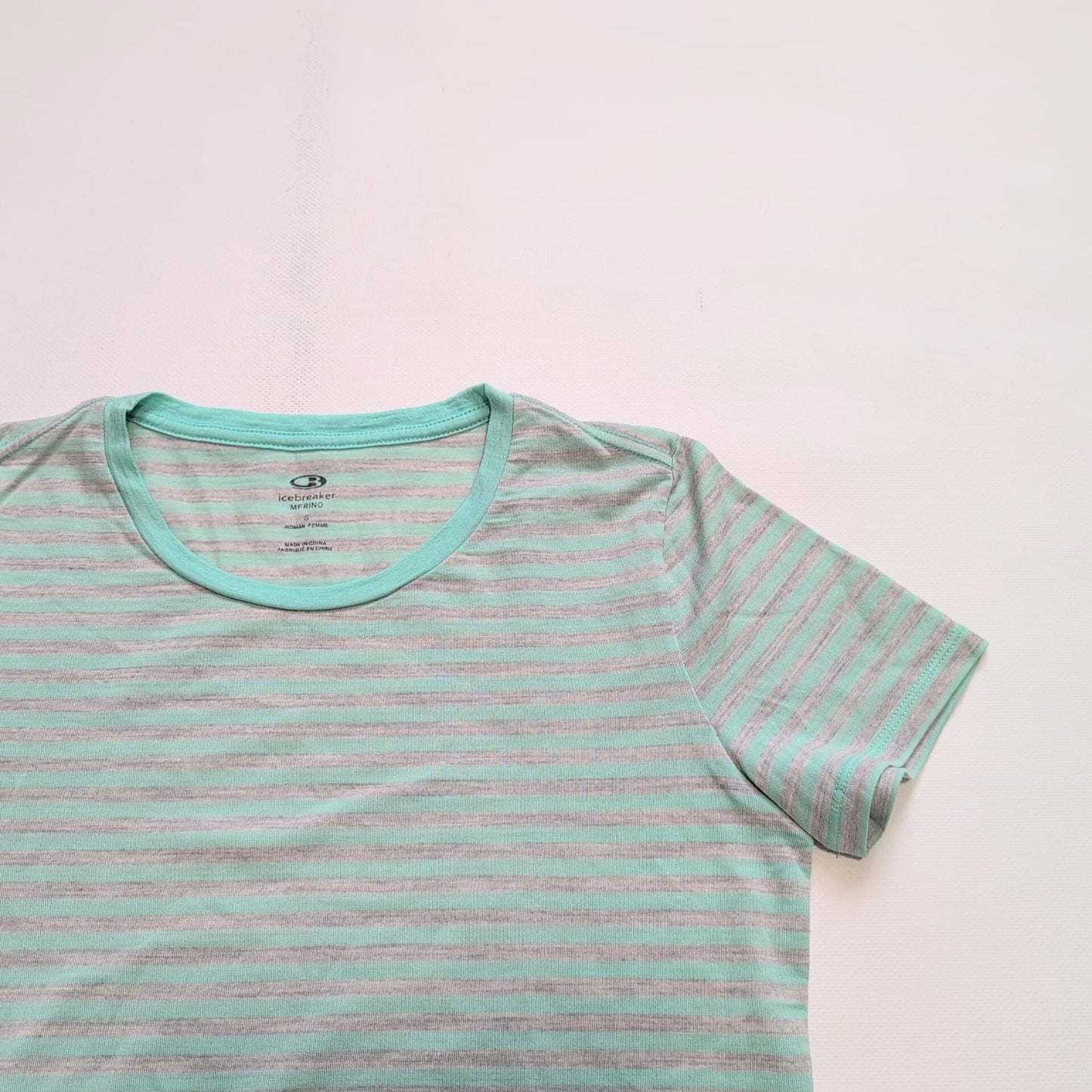 T-Shirt von Icebreaker Merino (S Damen) türkis streifen