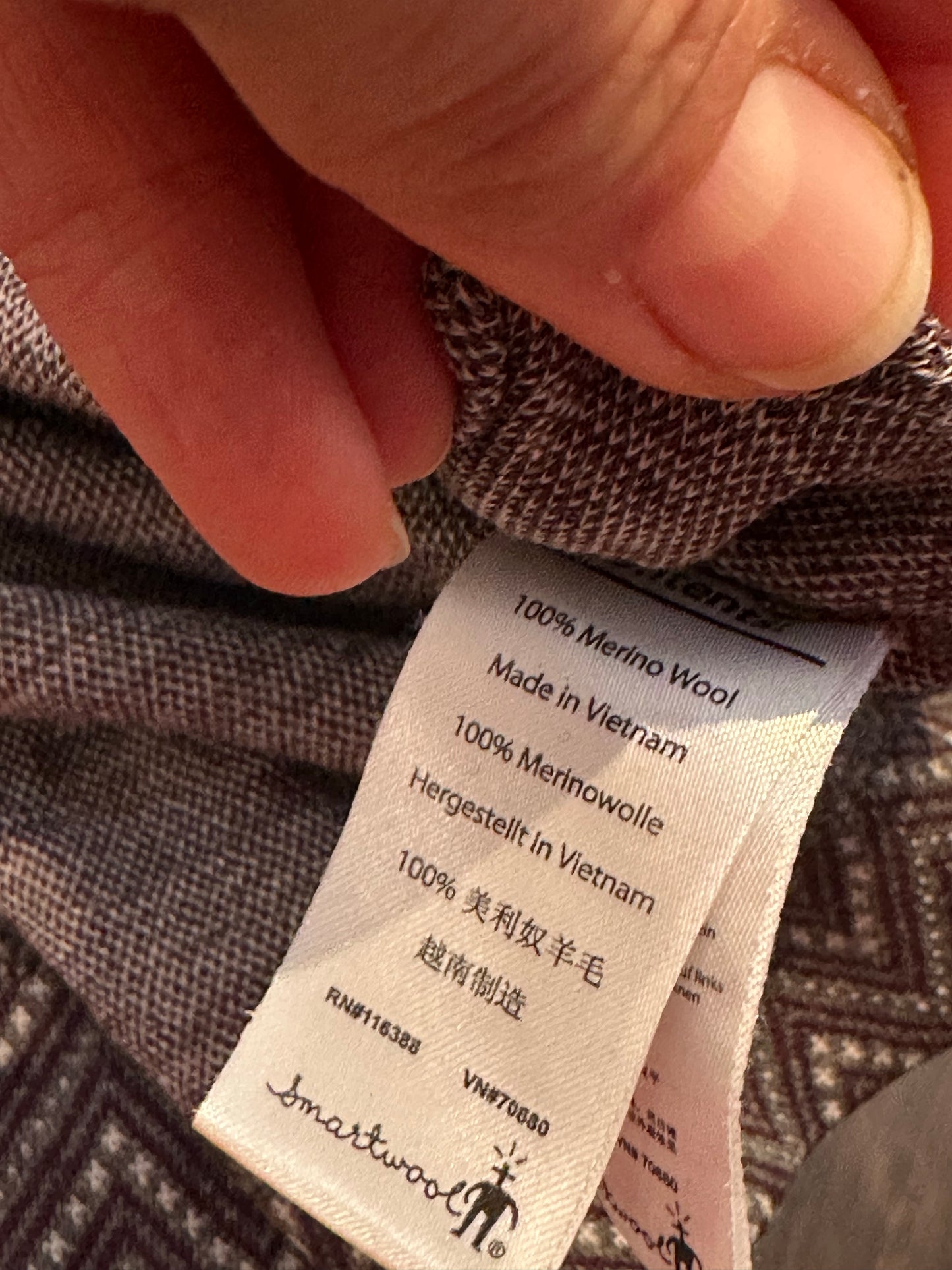 Pure Merino Longsleeve Smartwool (M Damen) braun weiß gemustert