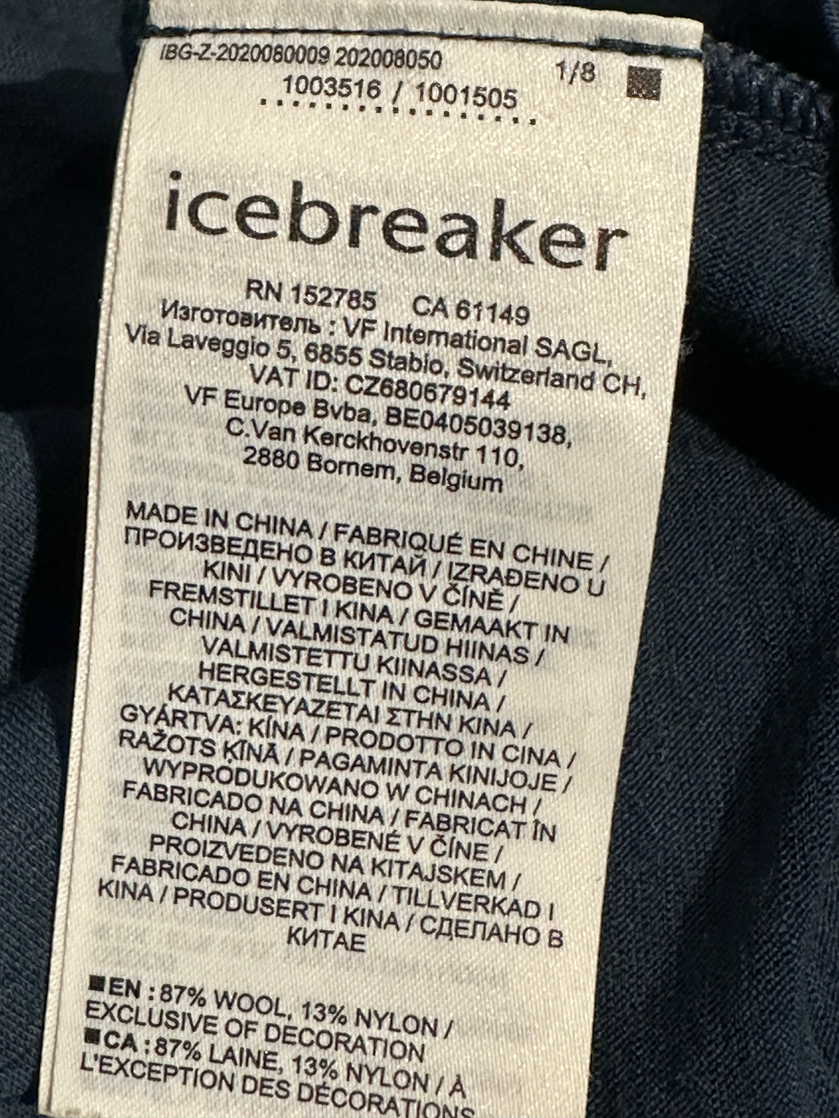 Merino T-Shirt Icebreaker (L Herren) stahlblau Print