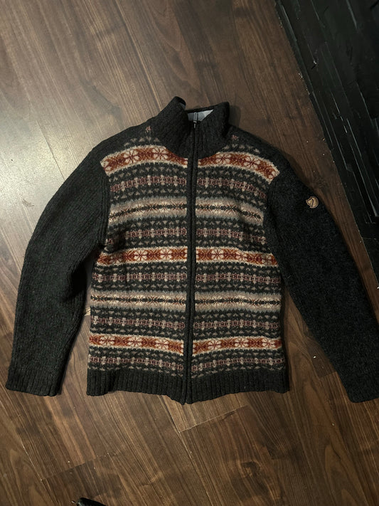 Strick Jacke Fjällräven pure Wolle (M Unisex) Zipper braun