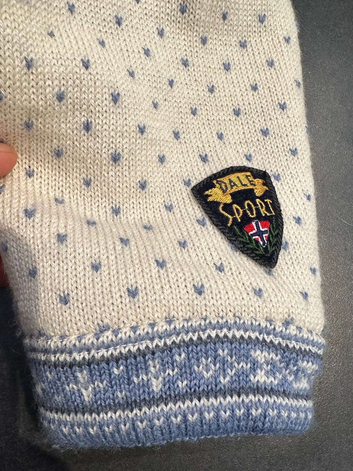 100% Wolle Dale of Norway Strickpullover (S Damen) weiß blau