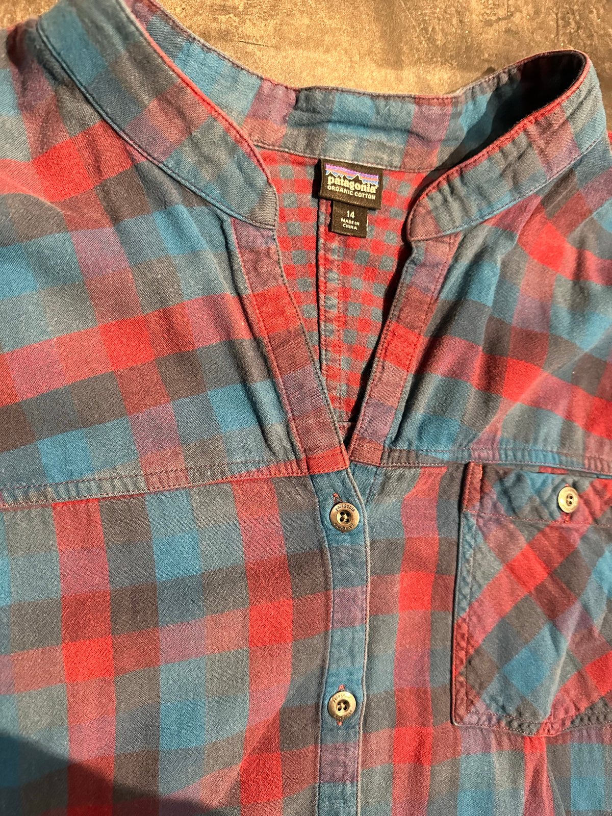 Patagonia Karo Hemd (XL Damen) Baumwolle Flannel blau