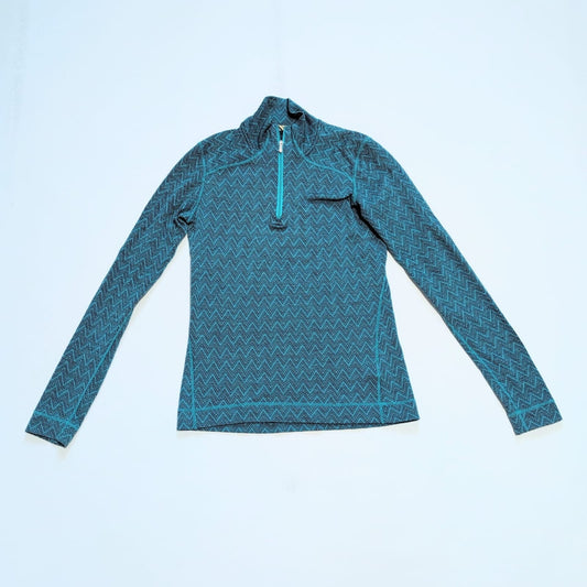 Pure Merino Longsleeve 1/4 Zip Smartwool (S Damen) blau Muster