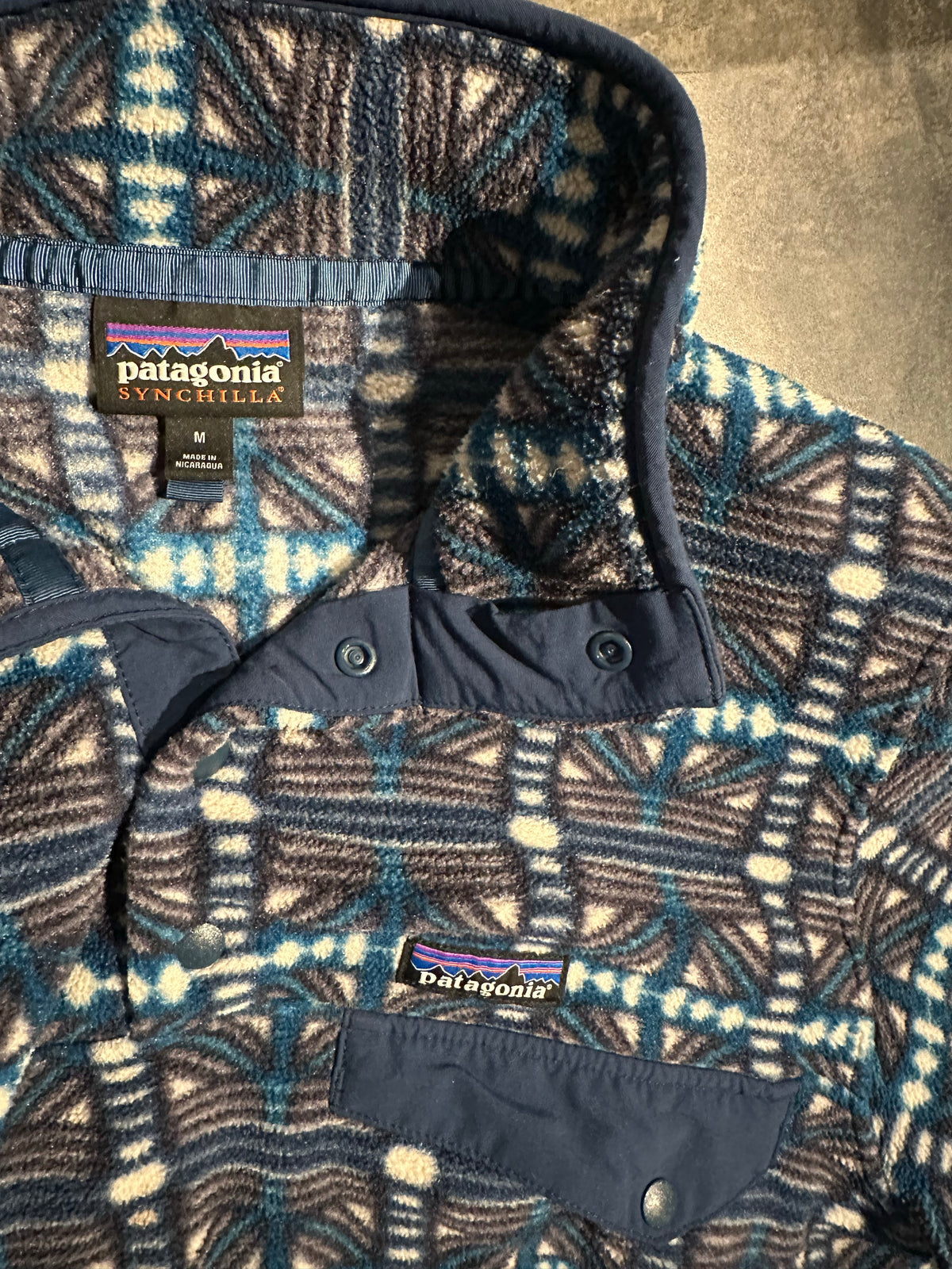 Patagonia Synchilla Fleecepullover (M Herren) blau muster