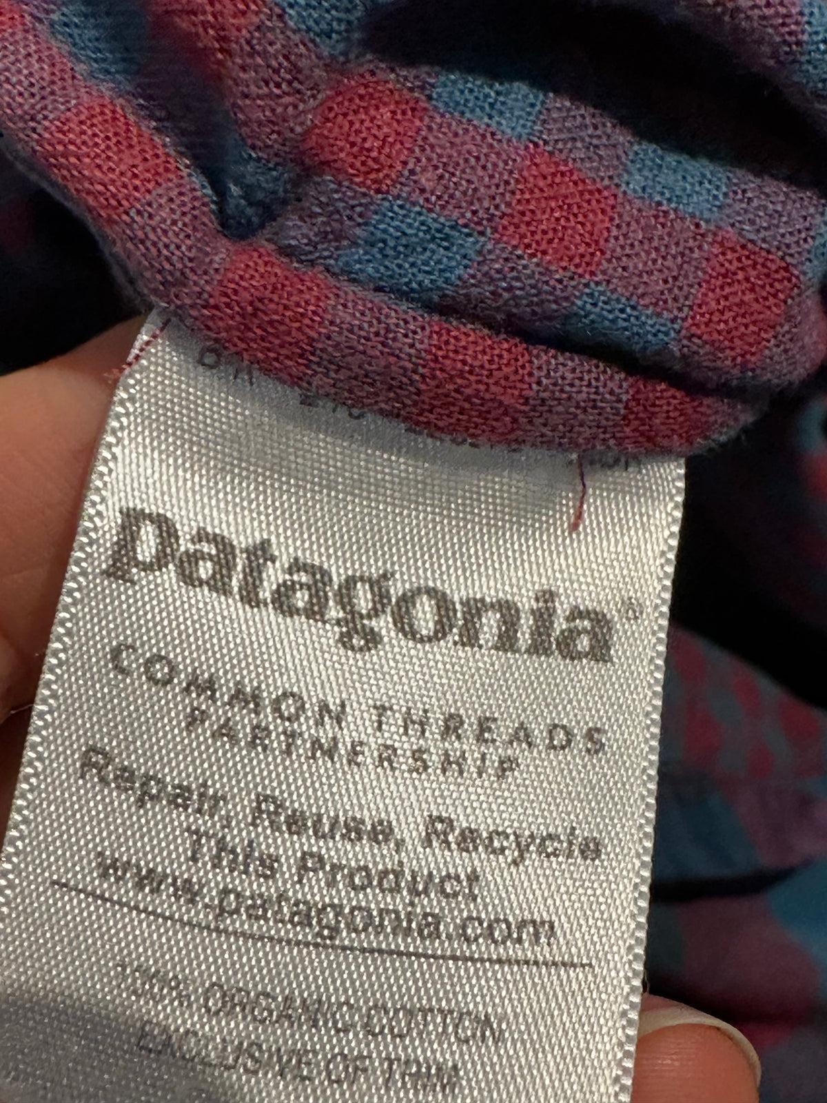 Patagonia Karo Hemd (XL Damen) Baumwolle Flannel blau