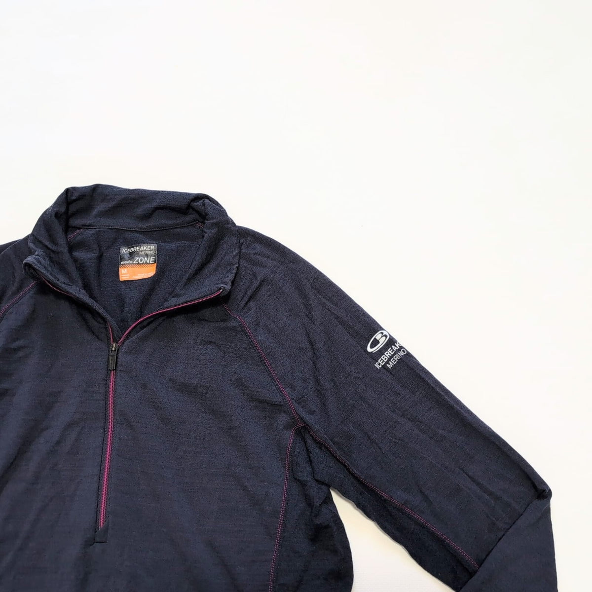 Longsleeve Icebreaker (M Damen) Merino Neck Zip marineblau