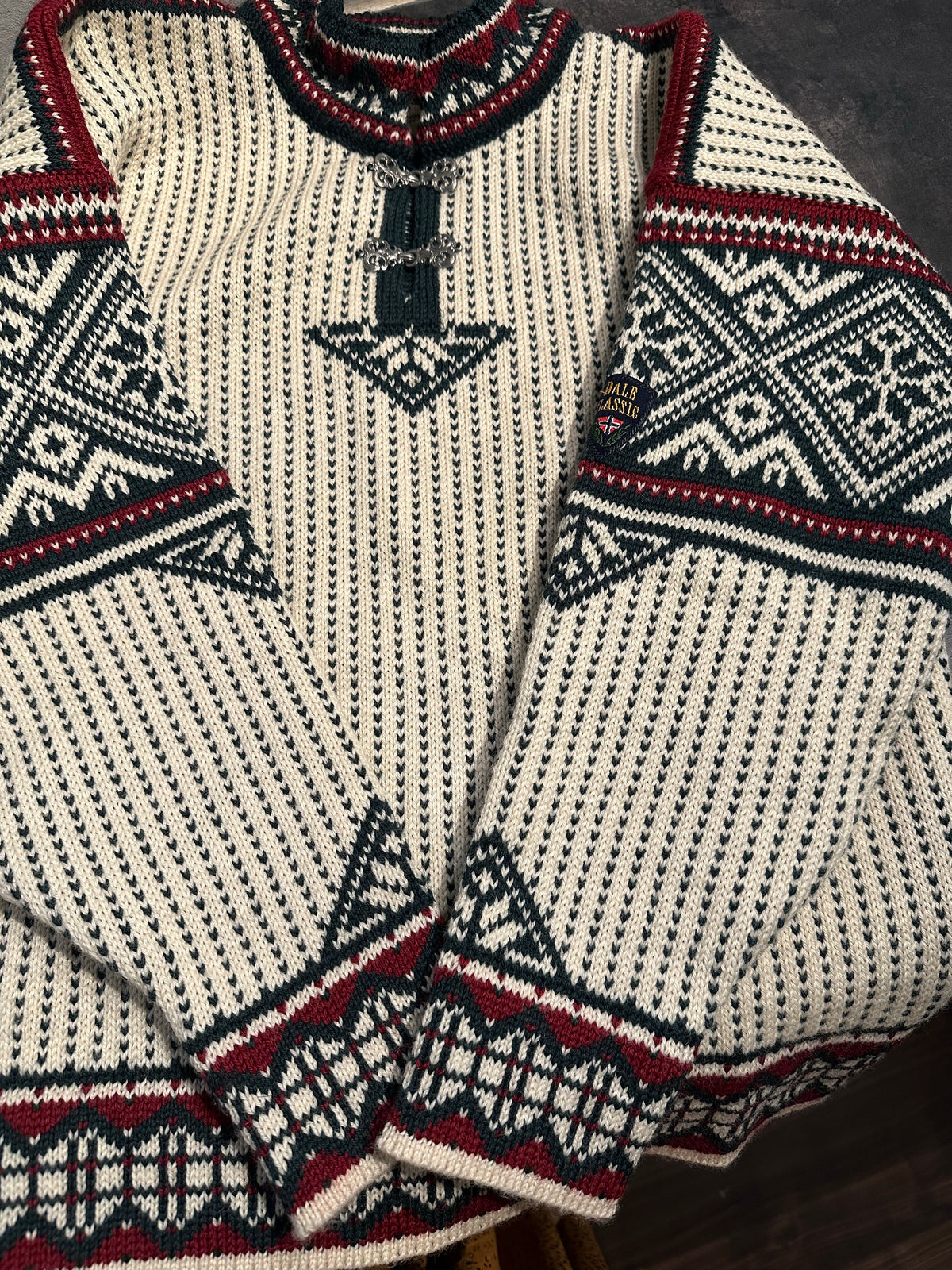 100% Wolle Dale of Norway Pullover (M Herren) weiß grün