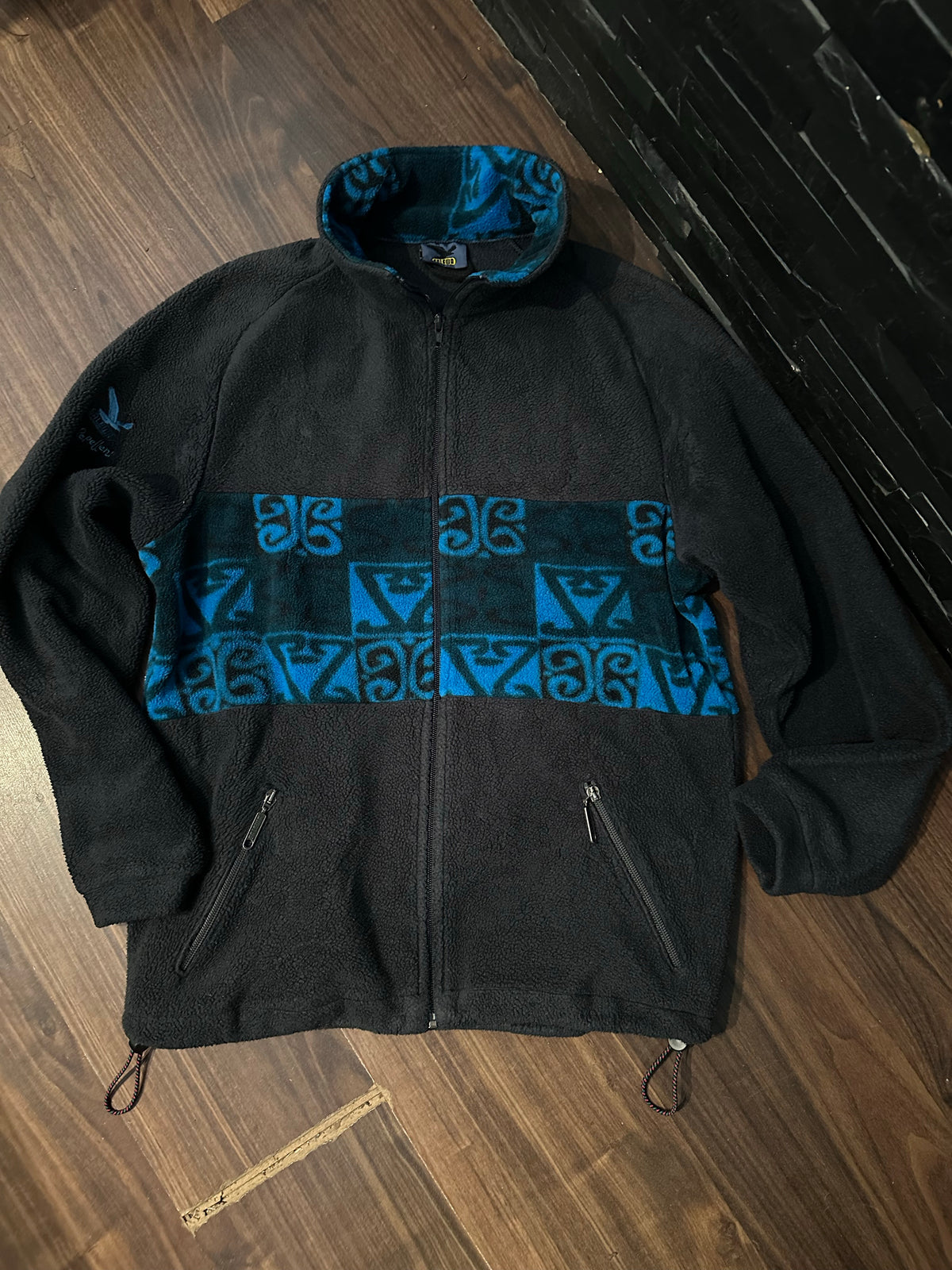 Vintage Fleece Pullover von Salewa (M-L Unisex) blau schwarz