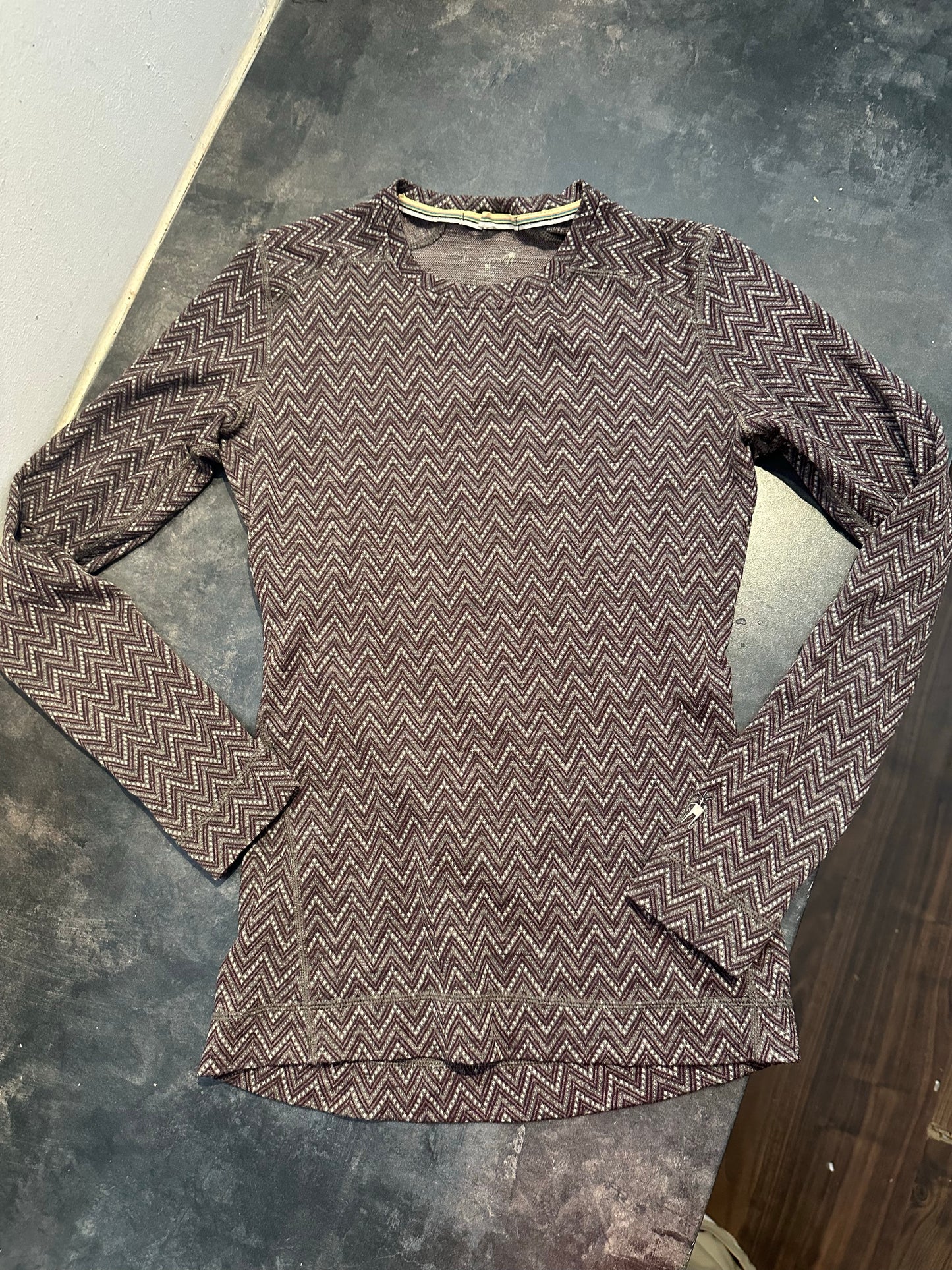 Pure Merino Longsleeve Smartwool (M Damen) braun weiß gemustert