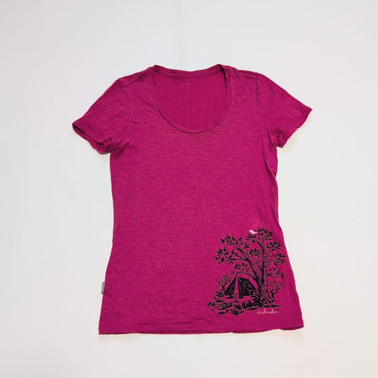 T-Shirt von Icebreaker Merino (S Damen) magenta mit Print
