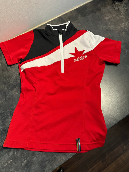 Radtrikot Maloja (Damen S) Shirt rot schwarz weiß