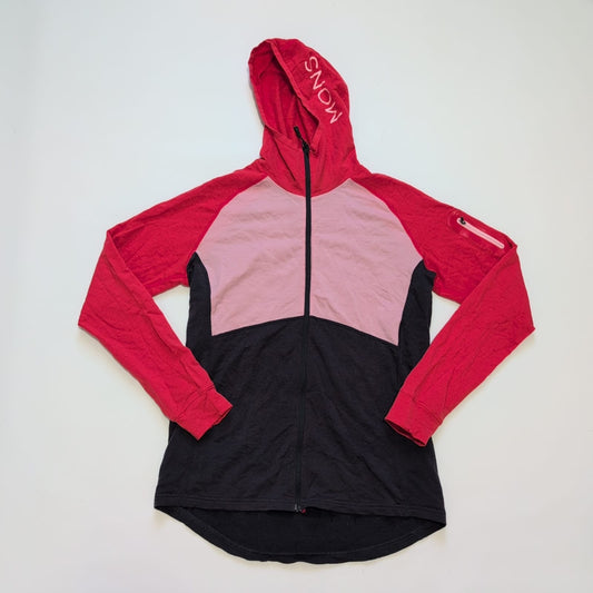 Merino Jacke (L Damen) Zip Hoodie rot pink schwarz