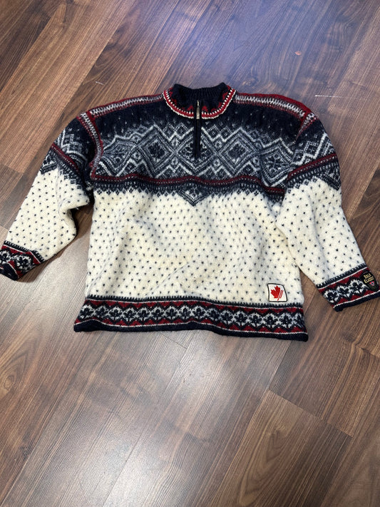 Strick Pullover Dale of Norway (XS Herren) Wolle schwarz weiß rot