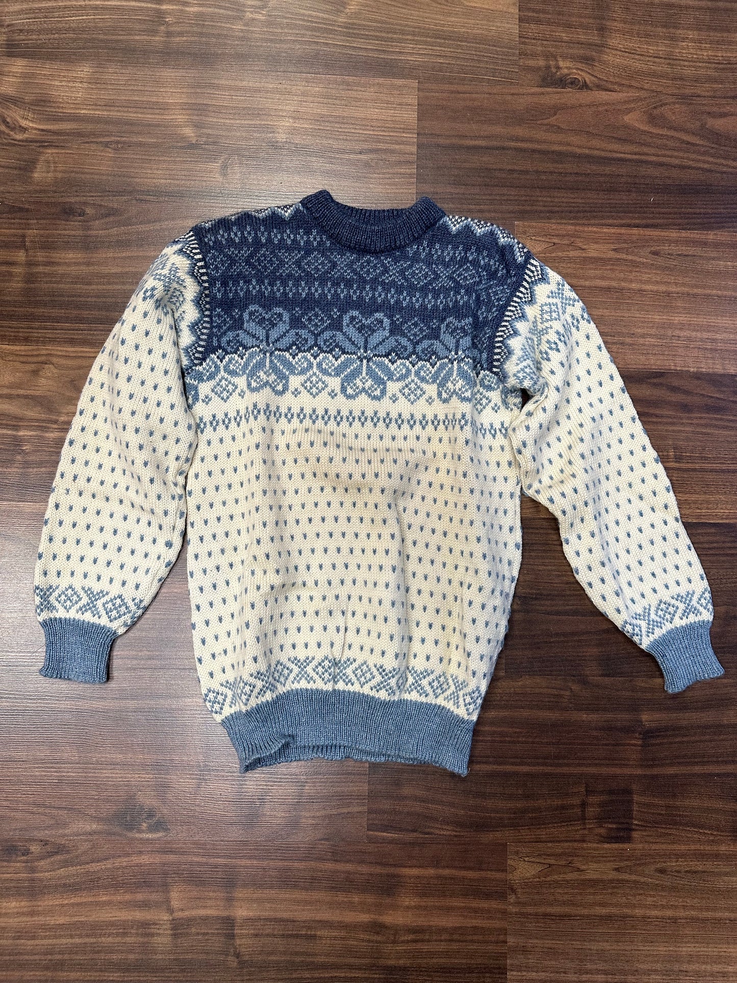 Strick Pullover Dale of Norway (M Herren) 100% Wolle weiß blau