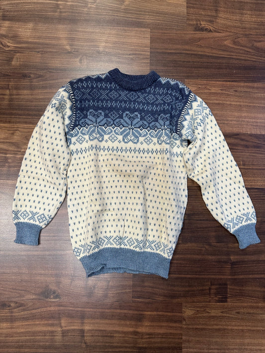 Strick Pullover Dale of Norway (M Herren) 100% Wolle weiß blau