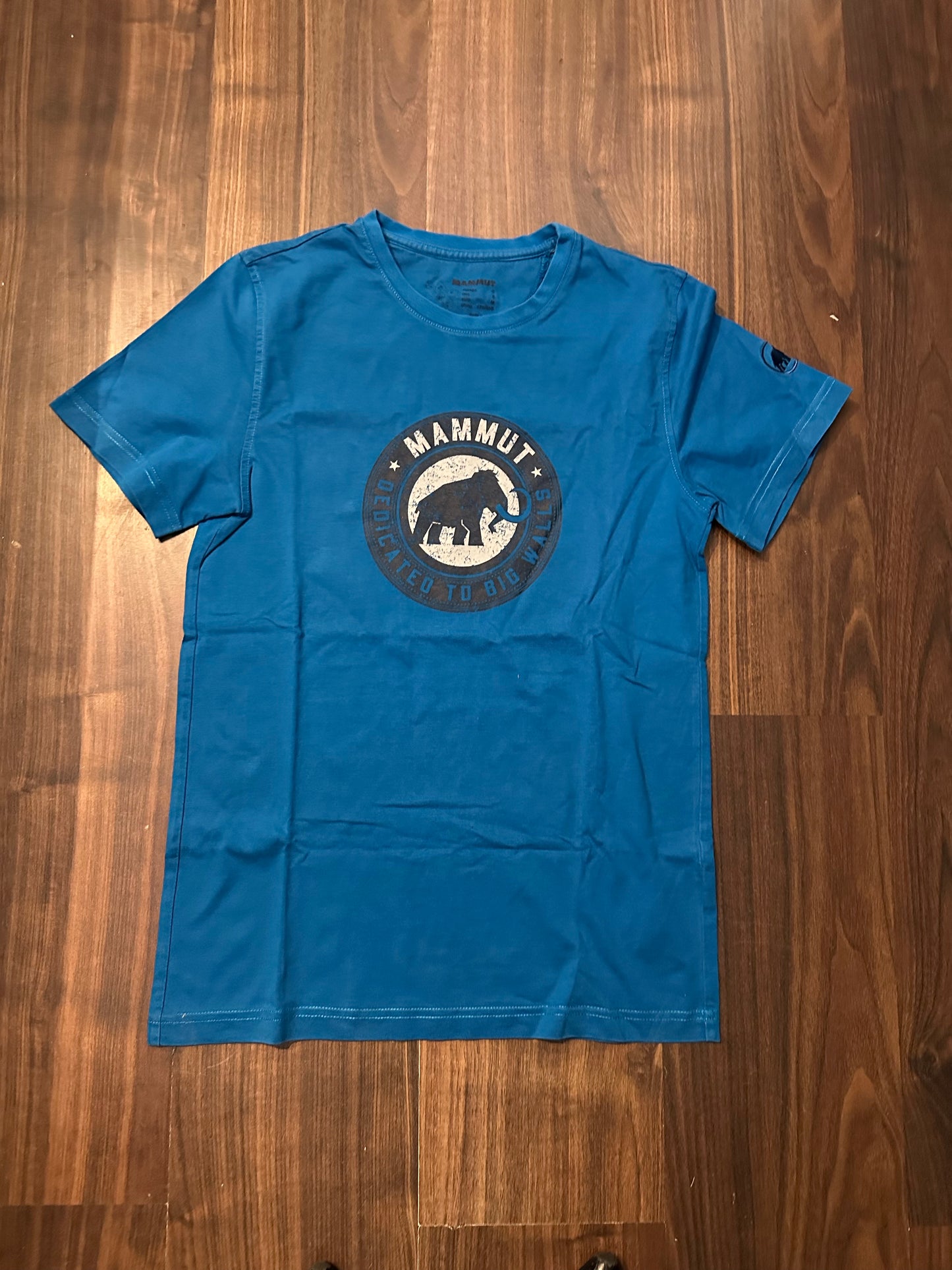 Mammut T-Shirt (Herren S) Baumwolle blau Brustprint