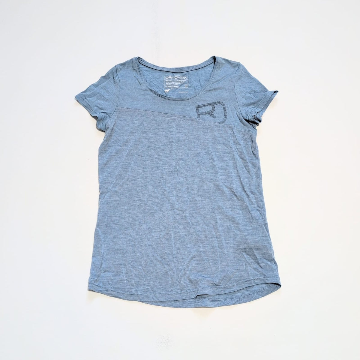 T-Shirt Ortovox Merino (S Damen) hellblau mit Print - wanderlich.com