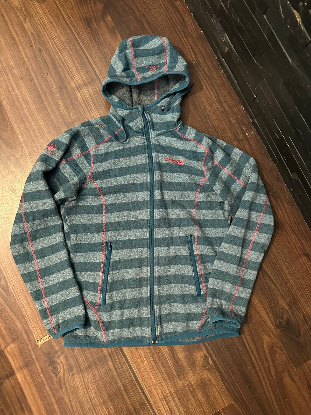 Jacke Bergans of Norway (M Damen) Zip Hoodie Wolle türkis gestreift