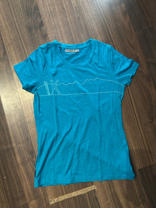 T-Shirt von Icebreaker Merino (S Damen) blau mit Print