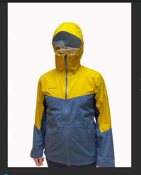 Leichte Hardshell Jacke von Mammut Goretex (M Herren) blau gelb