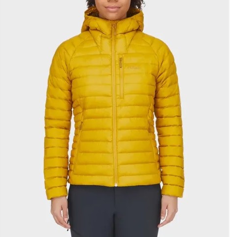 Daunen Jacke von Rab (S Damen) Kapuze Wasserdicht gelb