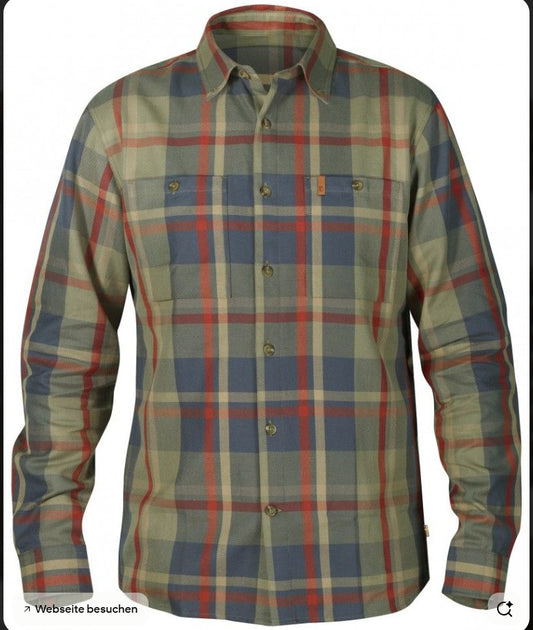 Hemd von Fjällräven (L :50 Herren) 100% Baumwolle khaki rot kariert