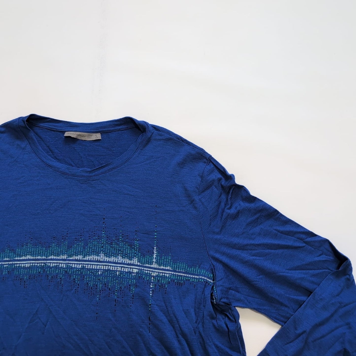 100% Merino Longsleeve Icebreaker (L Herren) blau Print