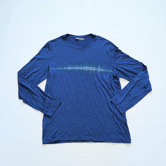 100% Merino Longsleeve Icebreaker (L Herren) blau Print
